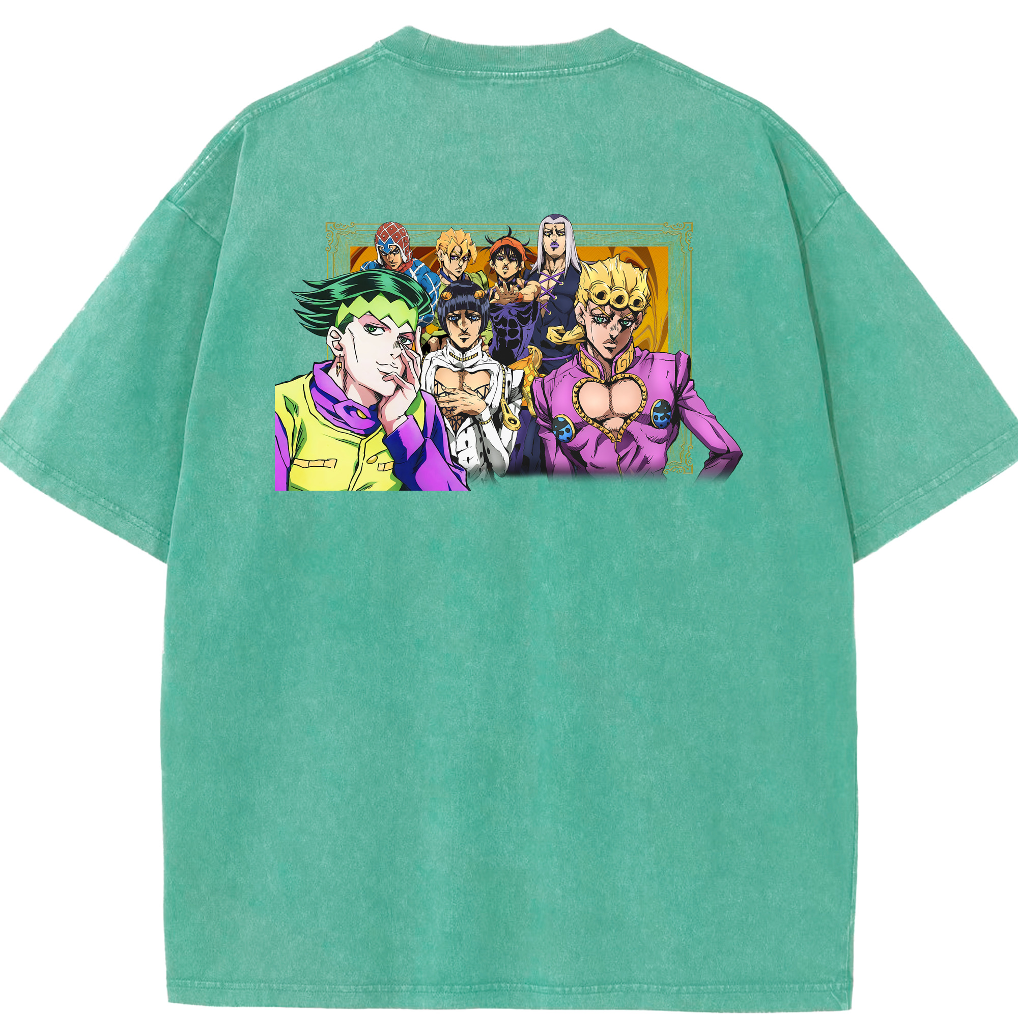 （画像用） ジョジョの奇妙な冒険 ジョルノ?ジョバァーナ JoJo's Bizarre Adventure Giorno Giovanna 綿100% ヴィンテージ風 半袖Tシャツ（背面プリント）
